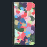 Multicolor Modern Personalised Name Blue Green Samsung Galaxy S5 Wallet Case<br><div class="desc">Original digital acrylic painting with a bright colourful modern design in blues,  greens,  pinks and purple. Personalised with the name or text of your choice.</div>