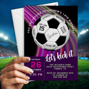 Multicolor Modern Sporty Soccer Birthday Invitation
