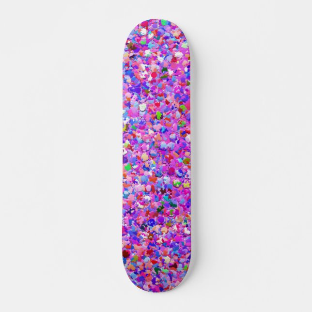 Multicolor Mosaic Modern Grit Glitter #3 Skateboard (Front)