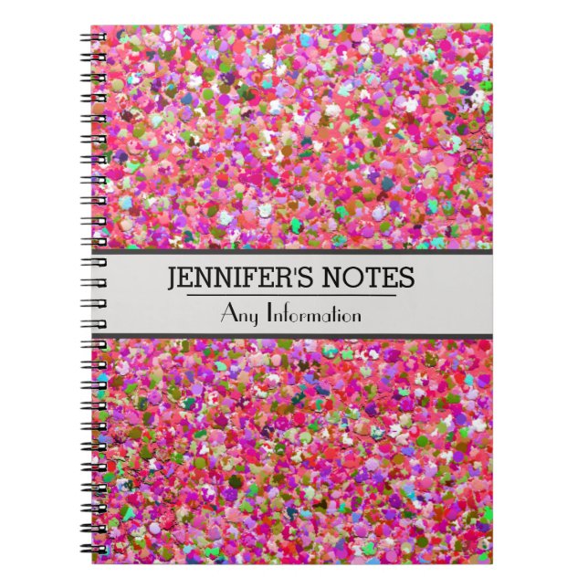 Multicolor Mosaic Modern Grit Glitter #4 Notebook (Front)