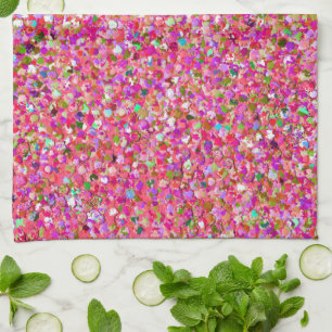 Multicolor Mosaic Modern Grit Glitter #4 Tea Towel