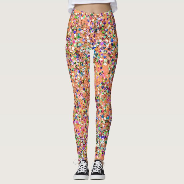 Multicolor Mosaic Modern Grit Glitter #5 Leggings (Front)