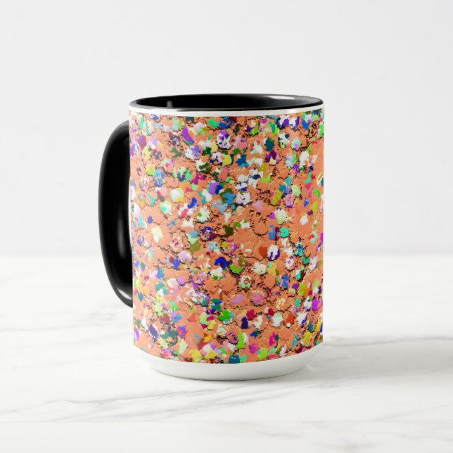 Multicolor Mosaic Modern Grit Glitter #5 Mug (Front Left)