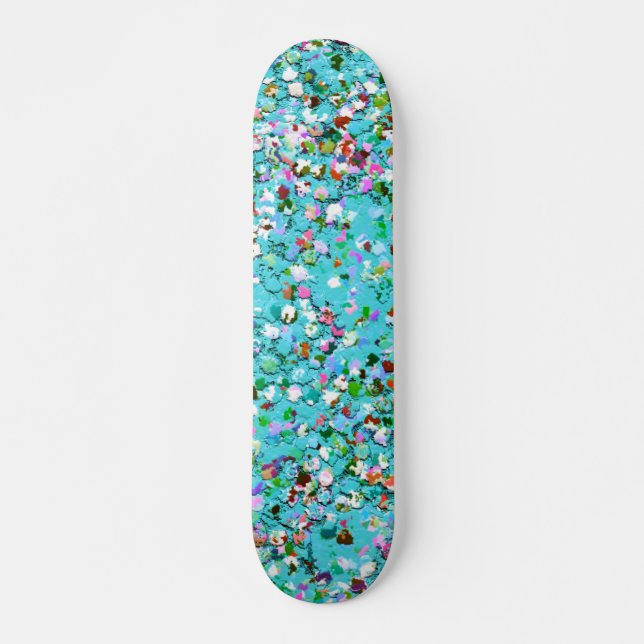 Multicolor Mosaic Modern Grit Glitter #7 Skateboard (Front)