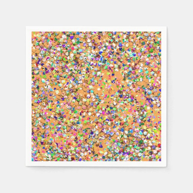 Multicolor Mosaic Modern Grit Glitter #9 Napkin (Front)