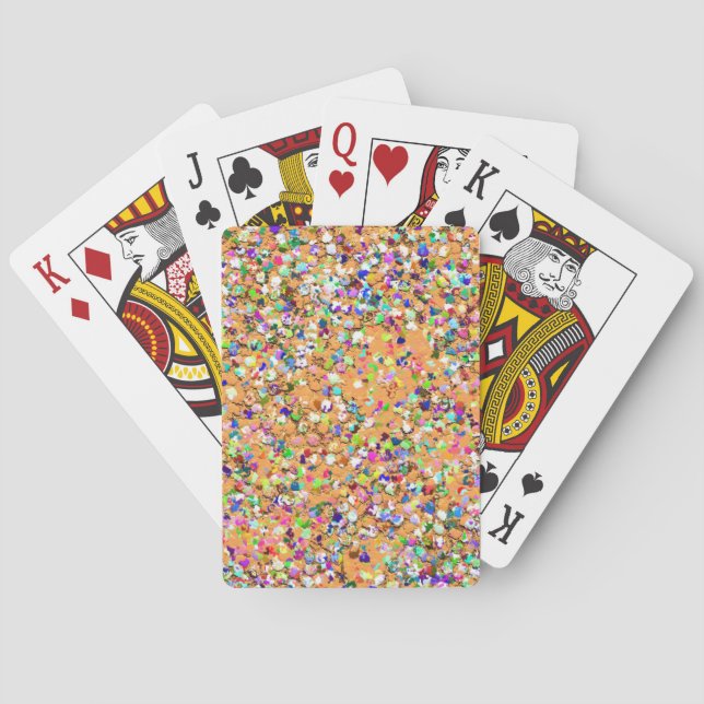 Multicolor Mosaic Modern Grit Glitter #9 Playing Cards (Back)
