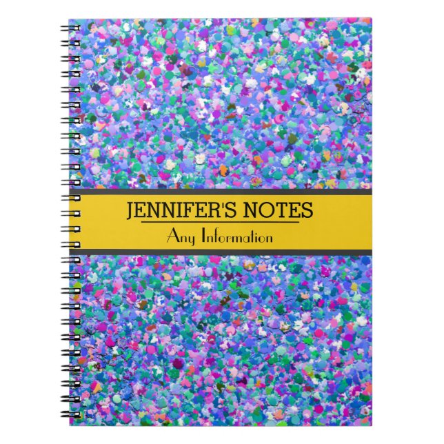 Multicolor Mosaic Modern Grit Glitter Notebook (Front)