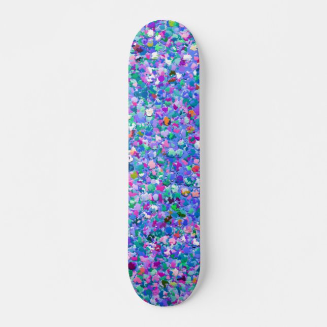Multicolor Mosaic Modern Grit Glitter Skateboard (Front)