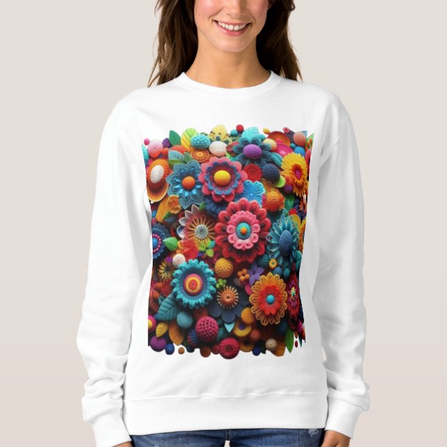 Multicolor Padded Crochet T-Shirt Sweatshirt (Front)