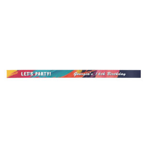 Multicolor Paint Effect 16th Birthday Personalized Satin Ribbon