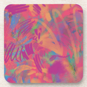 Multicolor Paint Texture Coaster