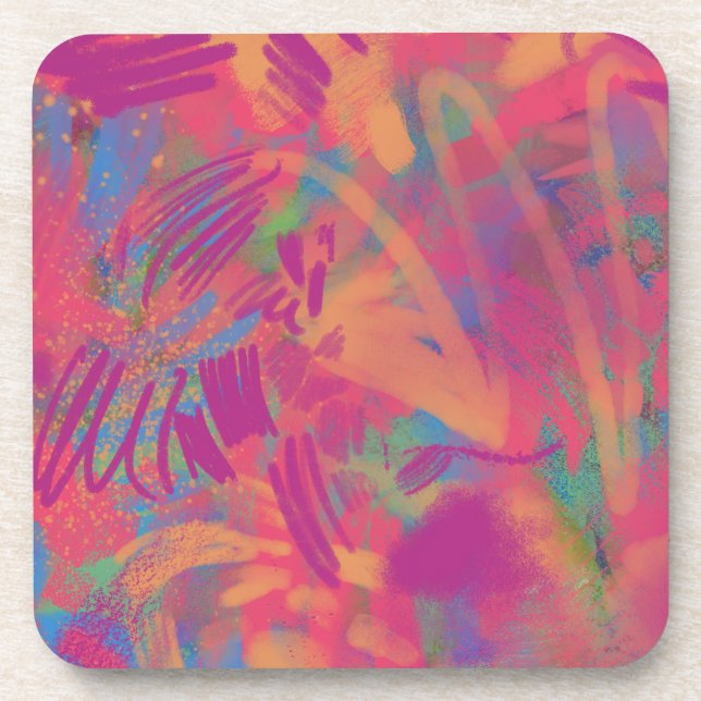 Multicolor Paint Texture Coaster (Front)