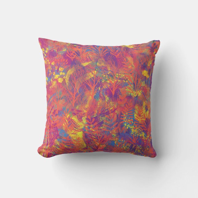 Multicolor Paint Texture Throw Pillow (Front)
