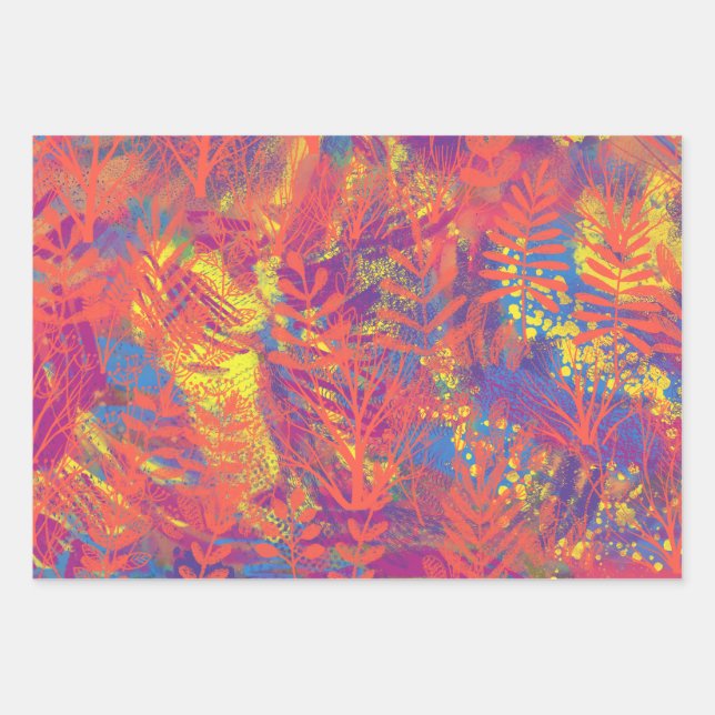 Multicolor Paint Texture Wrapping Paper Sheets (Front)