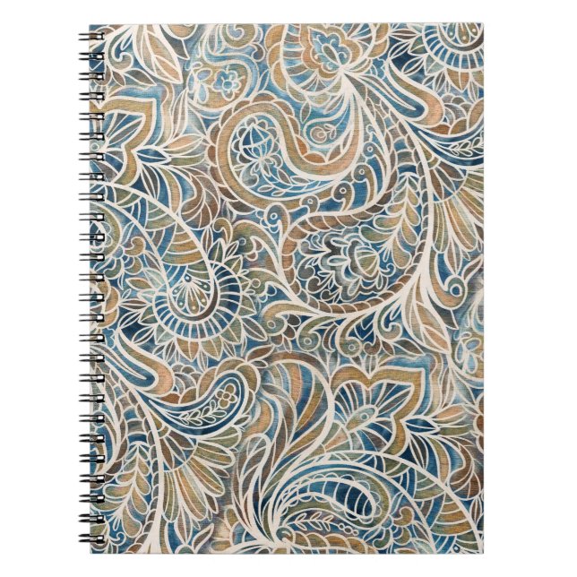 Multicolor Paisley Hand-Drawn Print Notebook (Front)