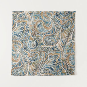 Multicolor Paisley Hand-Drawn Print Tapestry