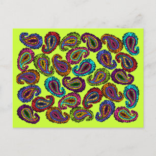 Multicolor Paisley Postcard