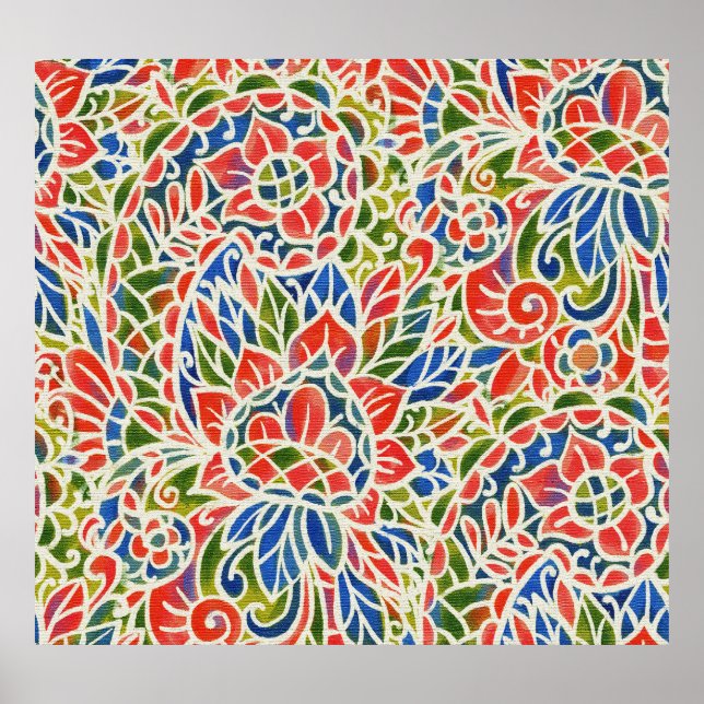 Multicolor Paisley Print Batik Pattern (Front)