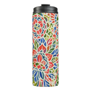 Multicolor Paisley Print Batik Pattern Thermal Tumbler