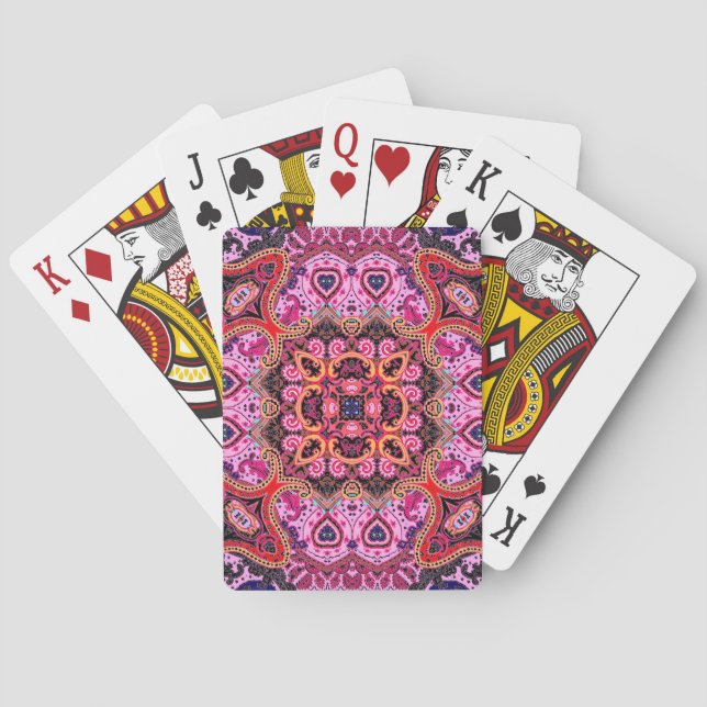 Multicolor paisley, scarf print design playing cards (Back)