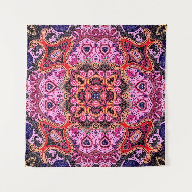 Multicolor paisley, scarf print design tapestry (Front)