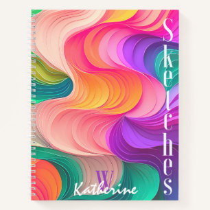 Multicolor paper waves sketchbook notebook
