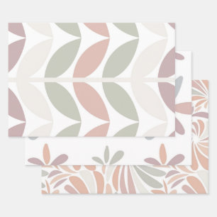 Multicolor Pastel Abstract Floral Botanical Wrapping Paper Sheet