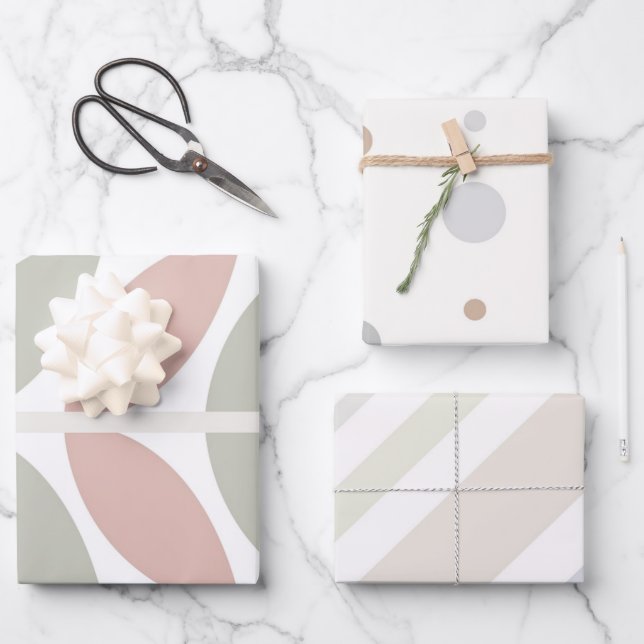 Multicolor Pastel Abstract Polka Dot Stripe  Wrapping Paper Sheet (Front)