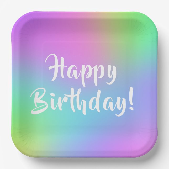Multicolor Pastel Birthday Plates (Front)