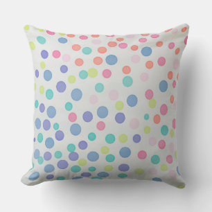Multicolor pastel dots on grey cushion