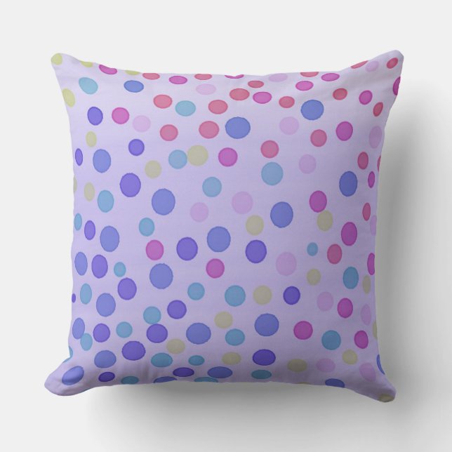 Multicolor pastel dots on purple cushion (Front)