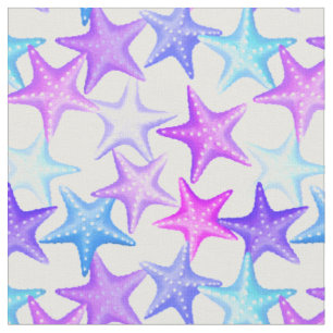 Multicolor Pastel Starfish Nautical Summer Beach Fabric