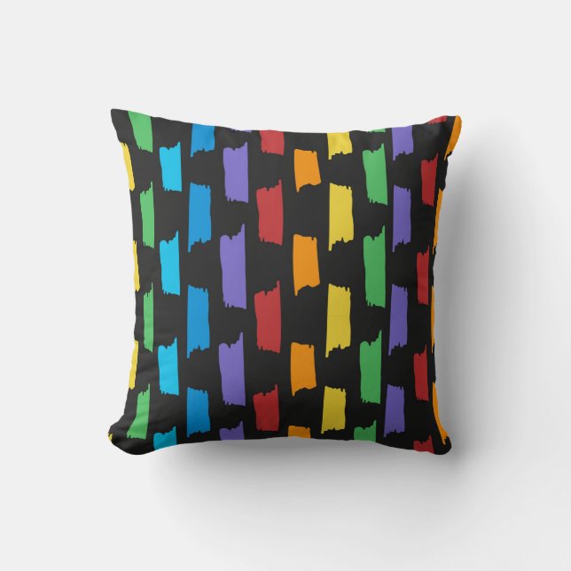 Multicolor Pattern on Black  Cushion (Front)