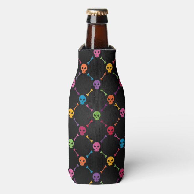 Multicolor pattern with skulls bottle cooler (Bottle Front)