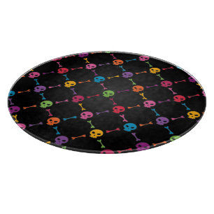 Multicolor pattern with skulls cutting board