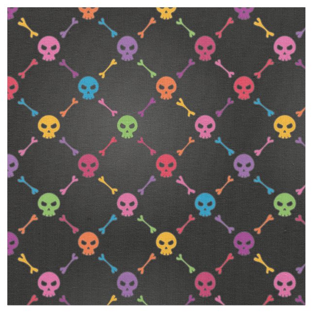 Multicolor pattern with skulls fabric (Close Up)