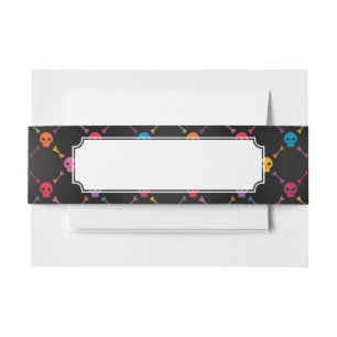 Multicolor pattern with skulls invitation belly band