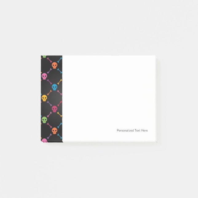 Multicolor pattern with skulls post-it notes (Front)