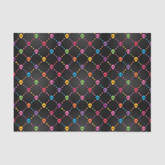 Multicolor pattern with skulls tissue paper (Front)