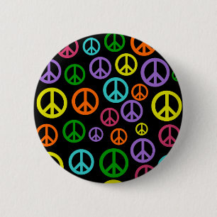 Multicolor Peace Signs 6 Cm Round Badge