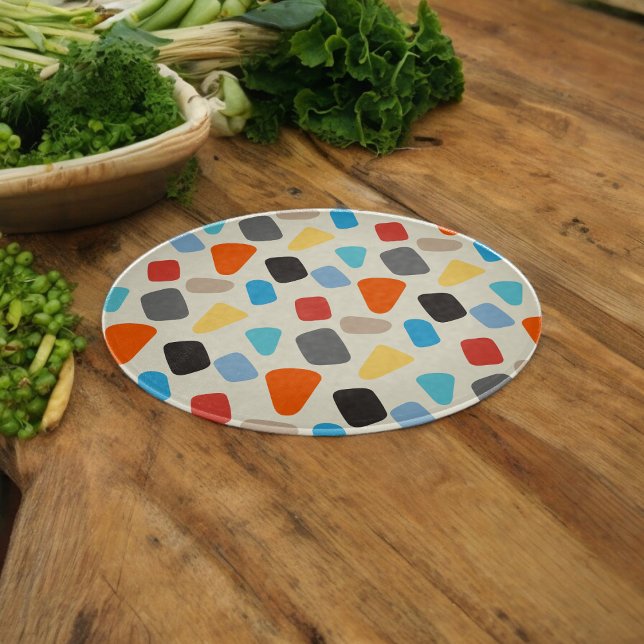 Multicolor Pebbles in White Background Cutting Board (Chopping Board)
