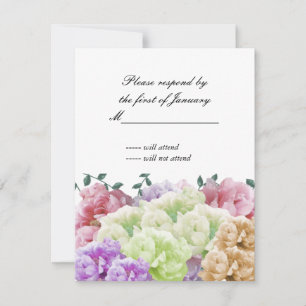 Multicolor Peonies Reply Card