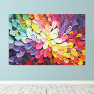Multicolor Petal Burst  Textured Abstract Wall Art