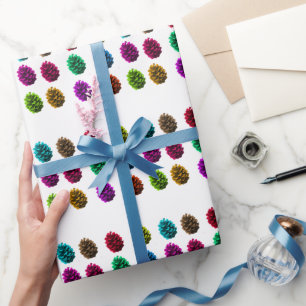 Multicolor Pine Cones Wrapping Paper
