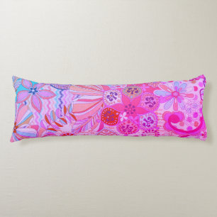 Multicolor Pink Floral Print Body Pillow