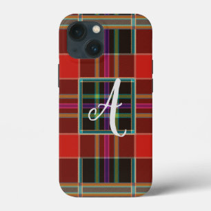 Multicolor Plaid (Tartan) Monogram, Name  iPhone 13 Mini Case