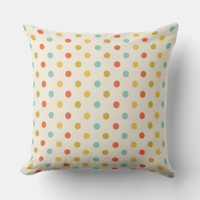 Multicolor Polka Dot Confetti Throw Pillow (Front)