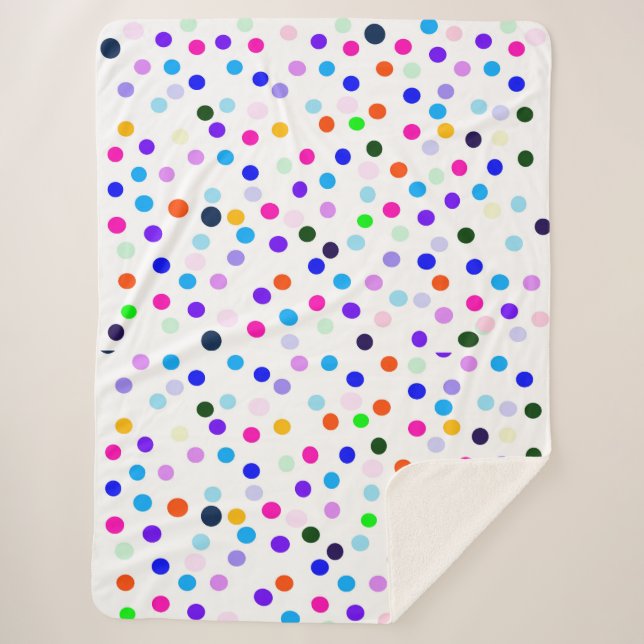 Multicolor Polka Dots Sherpa Blanket (Front)