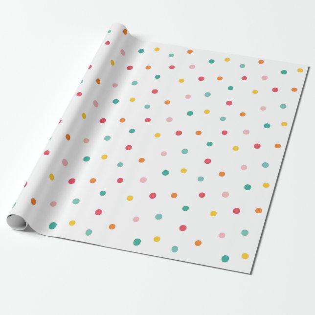 Multicolor Polka Dots Wrapping Paper (Unrolled)