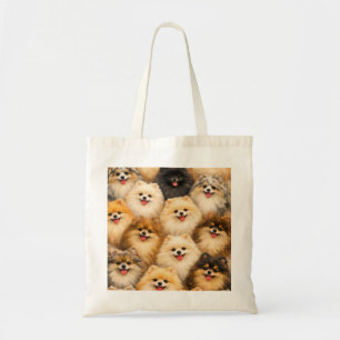 Multicolor Pomeranian Dog Pattern Tote Bag